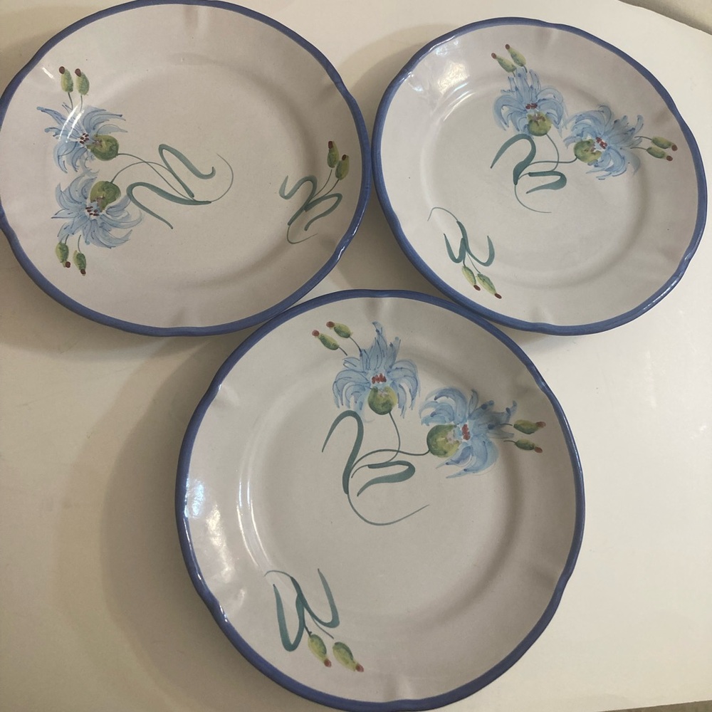 Vintage hand painted Italian Majolica dinnerware plates created for Gump